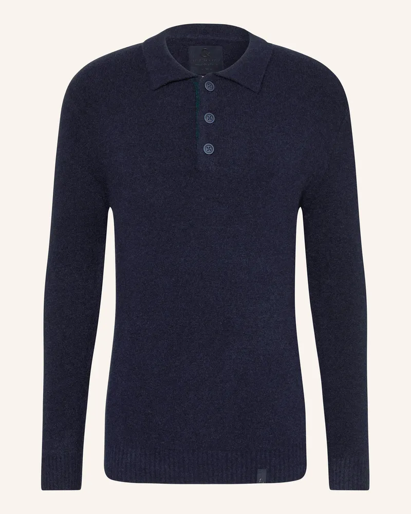 colours & sons Strick-Poloshirt Dunkelblau