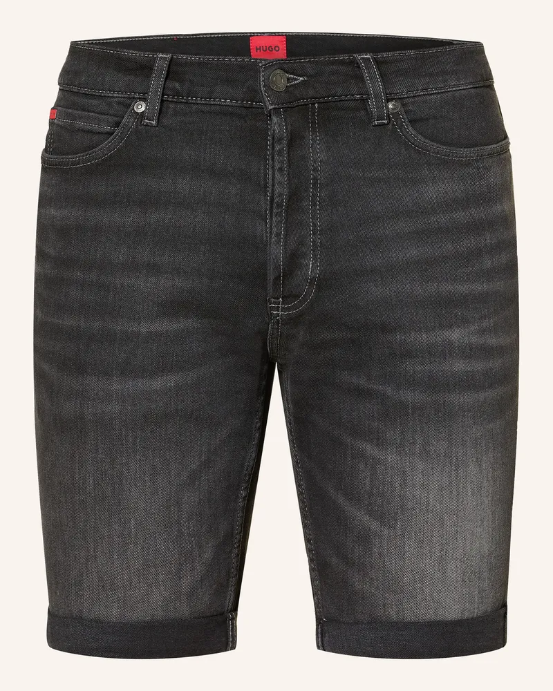 HUGO BOSS Jeansshorts 634 Tapered Fit grau Schwarz