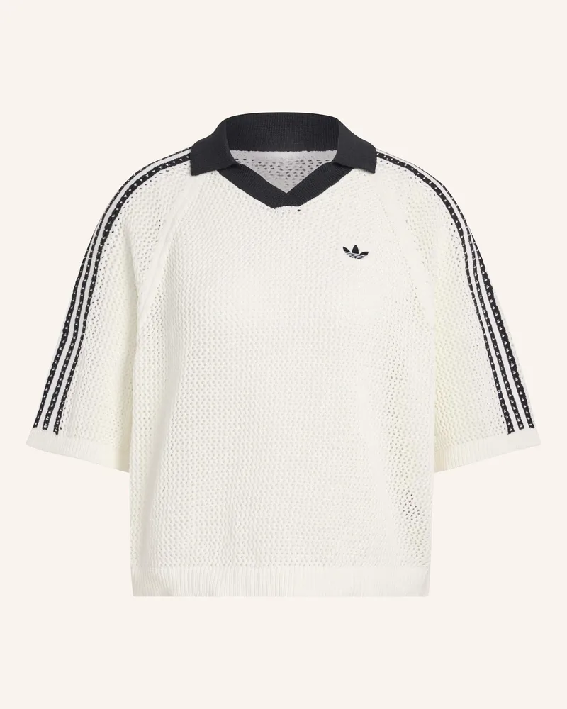 adidas Strick-Poloshirt Knitted Crochet Polo weiss Weiss
