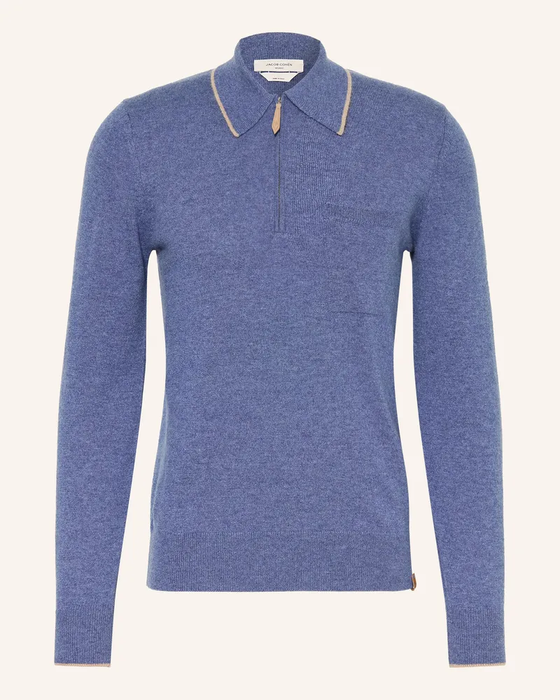 Jacob Cohën Strick-Poloshirt lila Blaugrau