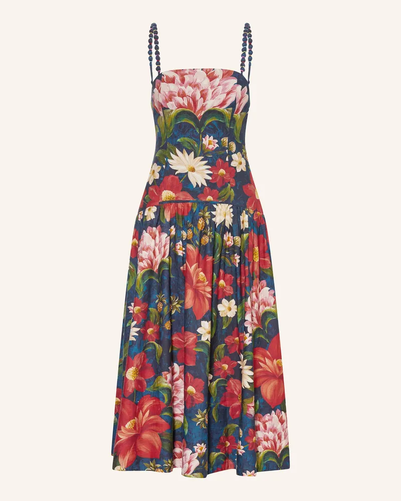 Barbour Kleid Wild Flower Midi Mit Leinen blau Dunkelblau