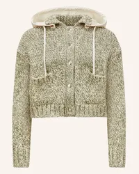 Moncler Strickjacke mit abnehmbarer Kapuze Weiss