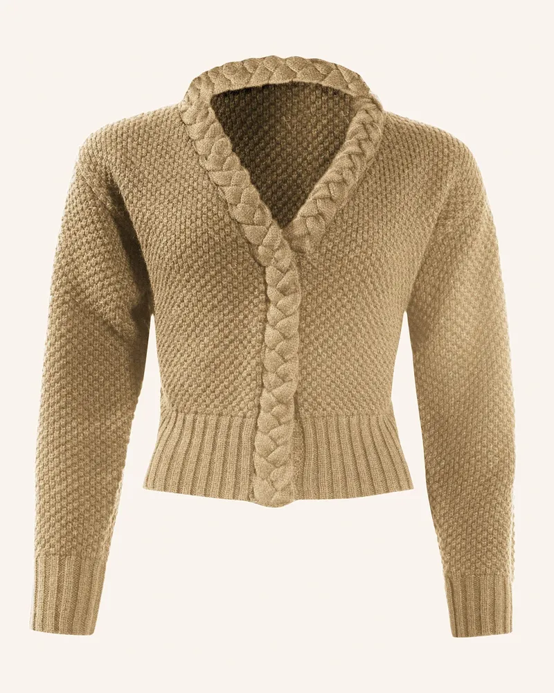 ADLYSH WOLLCARDIGAN MIT ZOPFSTRICK DETAIL Braun