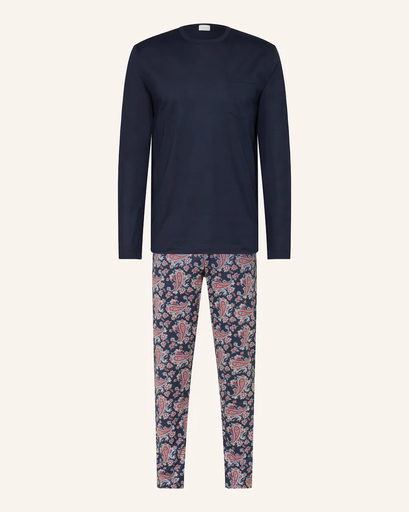 Mey Schlafanzug Serie WINTER PAISLEY Dunkelblau