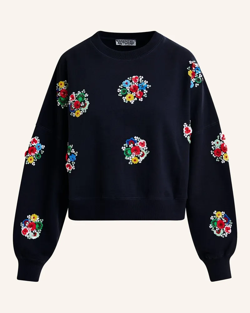Essentiel Sweatshirt ITRO mit Pailletten und Schmuckperlen Blau