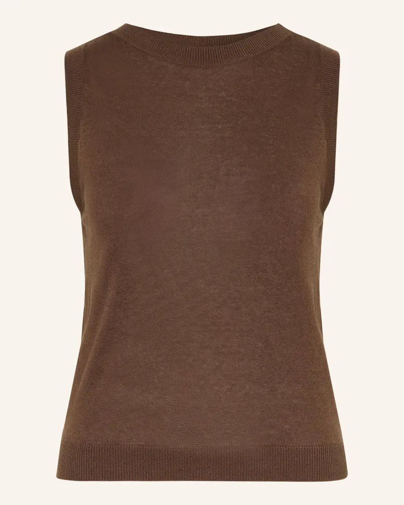 Max Mara Stricktop RIVA mit Seide und Leinen Dunkelbraun
