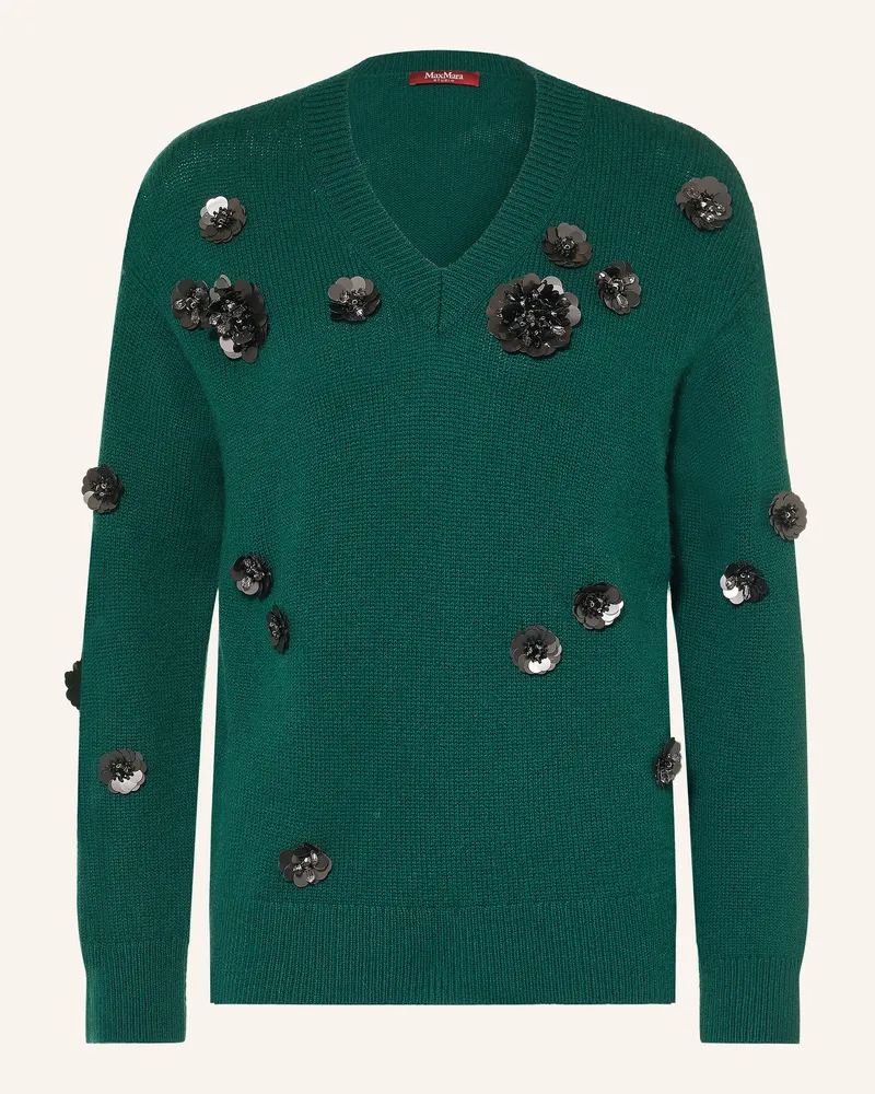 Max Mara Pullover Nigella Mit Pailletten Und Schmucksteinen gruen Dunkelgrün