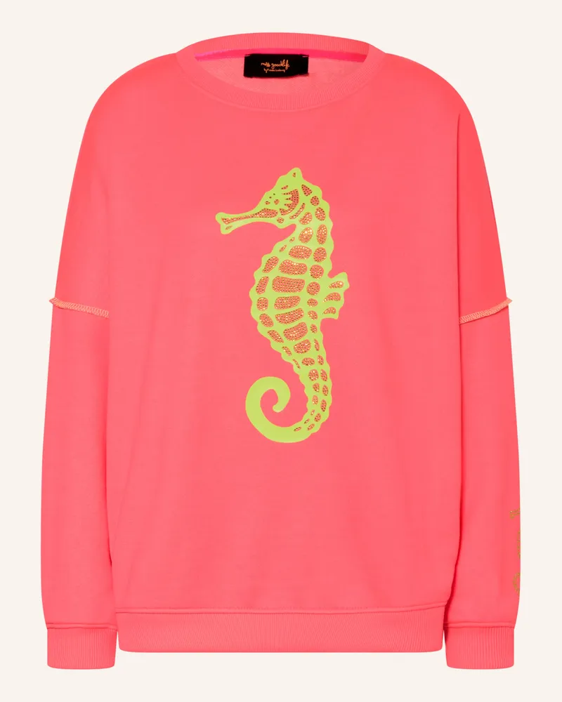 Miss Goodlife Oversized-Sweatshirt Mit Schmucksteinen pink Neonpink