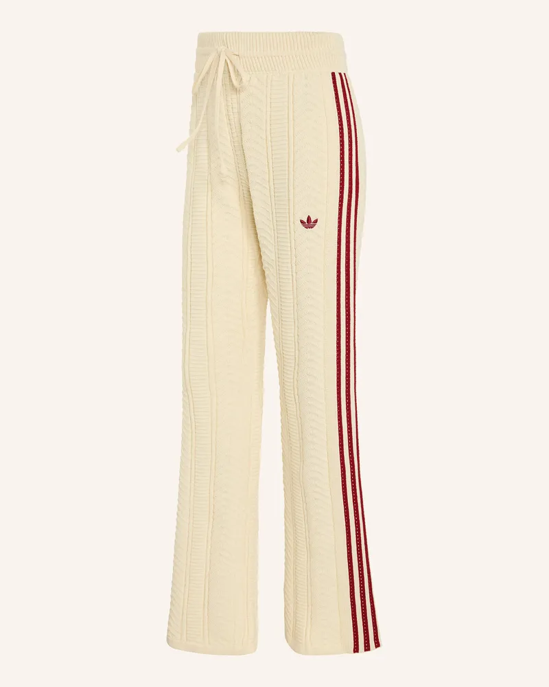 adidas Strickhose Sst Wide Leg Mit Galonstreifen gelb Creme