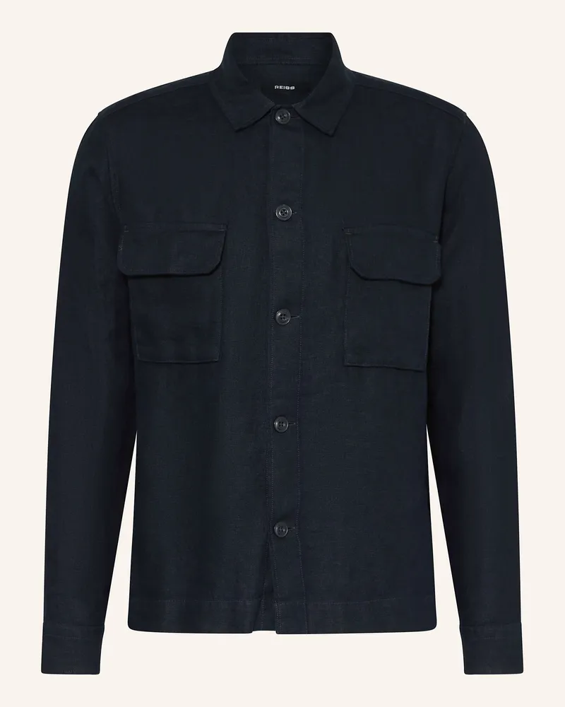 Reiss Leinen-Overshirt Eze blau Dunkelblau