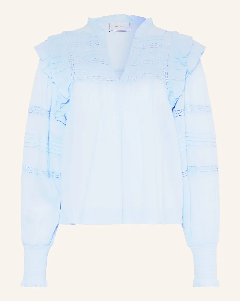 Neo Noir Blusenshirt Mauri Mit Lochspitze Und Rüschen blau Hellblau