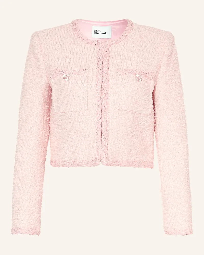 Self-Portrait Bouclé-Jacke Mit Glitzergarn Und Pailletten rosa Rosa
