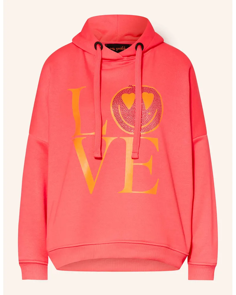 Miss Goodlife Hoodie mit Schmucksteinen Pink