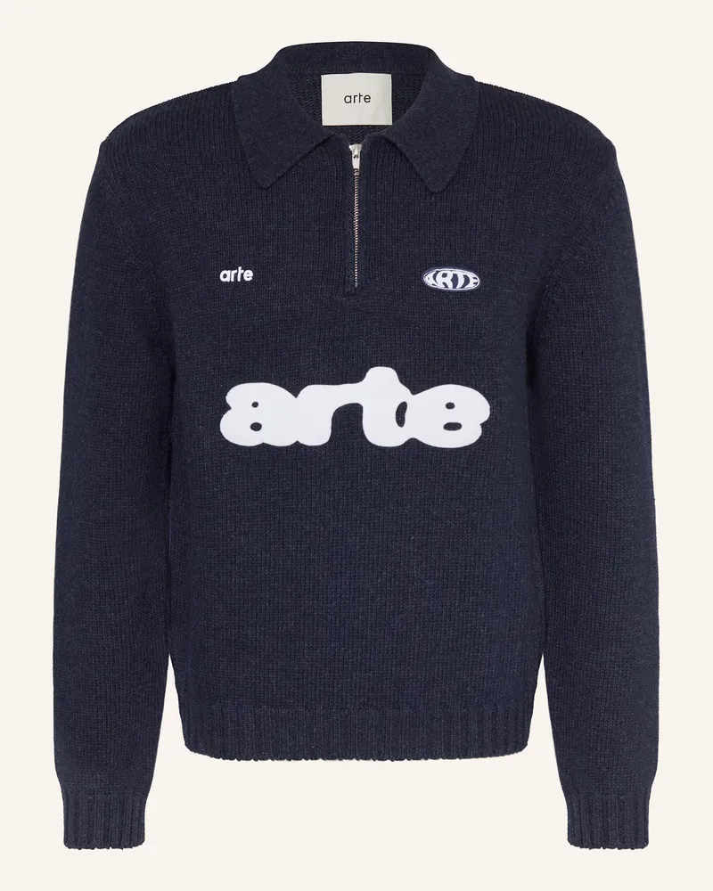 Arte Antwerp Strick-Poloshirt Dunkelblau