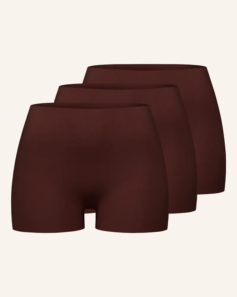 Ehrlich Textil 3er Pack Casual Cotton Panty Aus Bio-Baumwolle - Nahtlose Kanten braun Braun