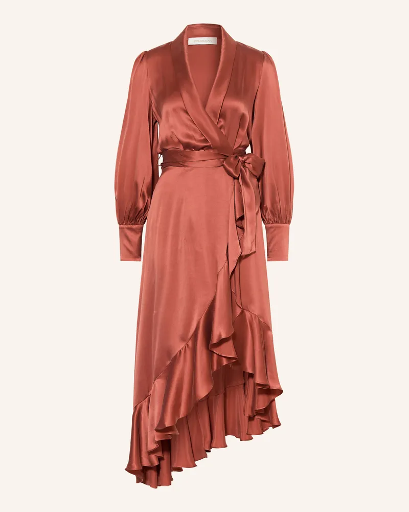 Zimmermann Wickelkleid Aus Seide Mit Volants rosa Altrosa
