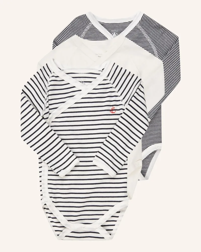 Petit Bateau 3er-Pack Wickelbodies blau Weiss