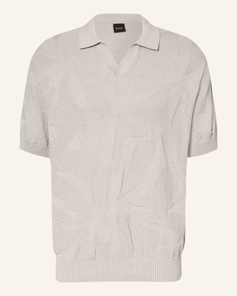 HUGO BOSS Strick-Poloshirt Asurfo Relaxed Fit beige Hellgrau