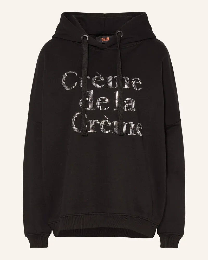 Miss Goodlife Hoodie mit Schmucksteinen Schwarz