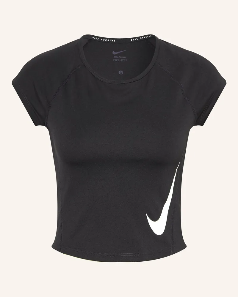 Nike Laufshirt Tempo Swoosh schwarz Schwarz