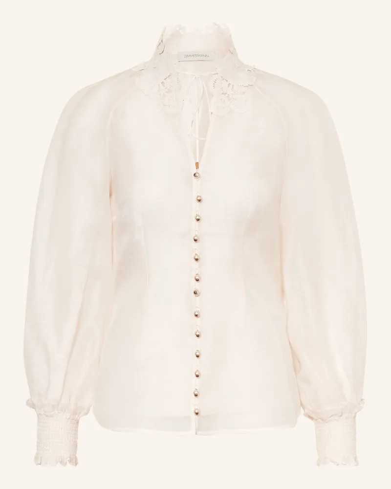 Zimmermann Bluse Rebellion Mit Leinen weiss Creme