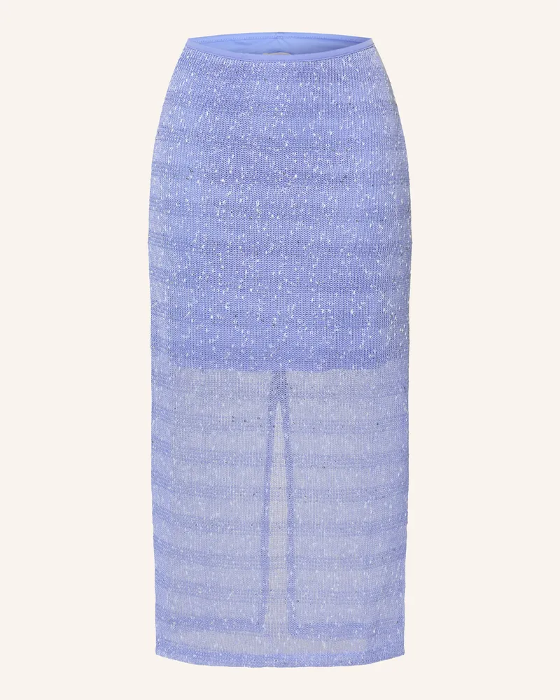 ICHI Strickrock Ihpiloua Mit Pailletten blau Hellblau