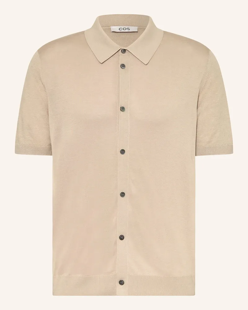 COS Strickhemd Regular Fit mit Leinen Hellbraun
