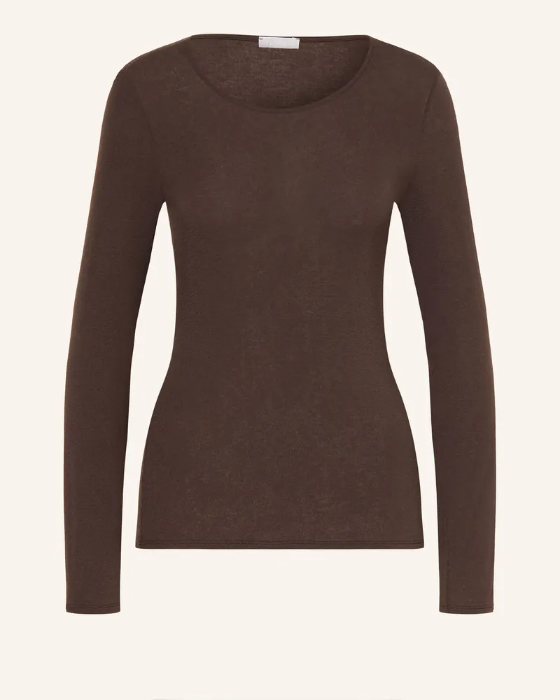 Hanro Longsleeve Ultralight Wool braun Dunkelbraun