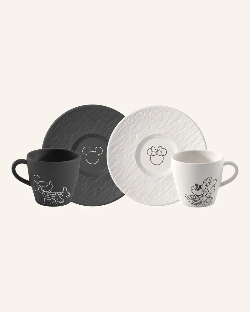 Villeroy & Boch Kaffeetasse Mit Untertasse, 4-Teilig Manufacture Rock - Mickey Mouse schwarz Schwarz