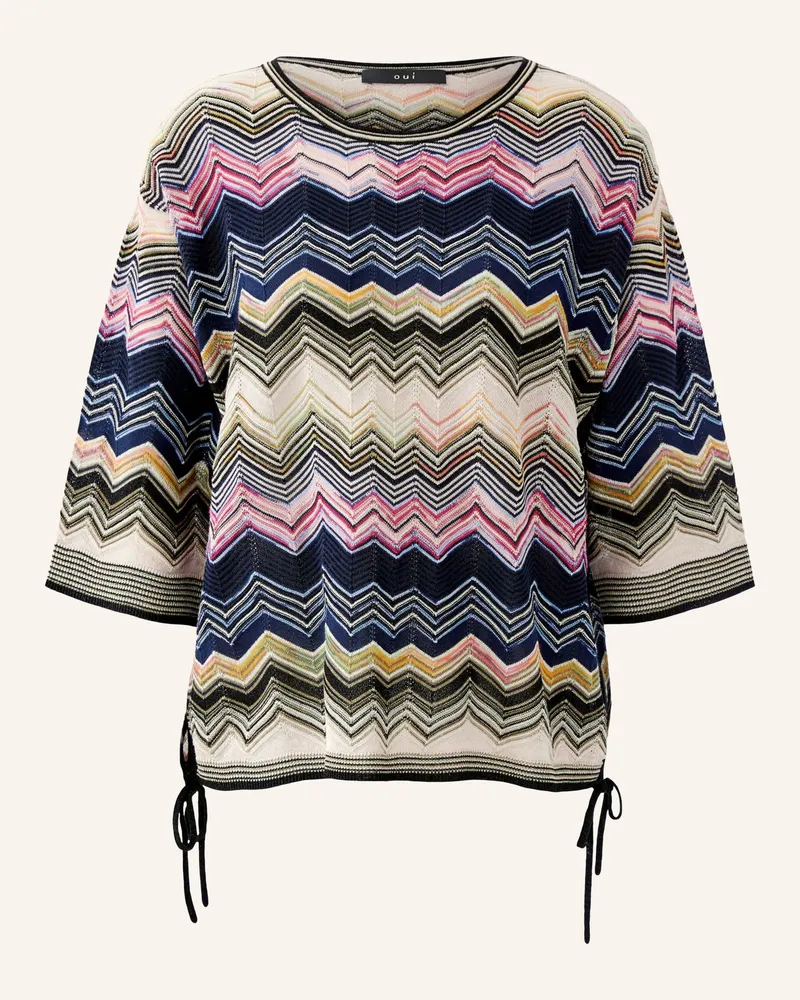 Oui  Pullover Mit 3/4-Arm Und Glitzergarn rosa Dunkelblau