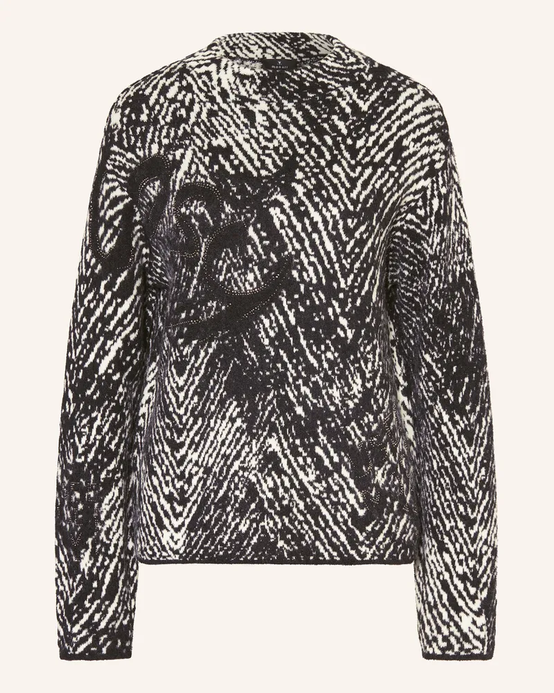 monari Pullover mit Schmucksteinen Schwarz