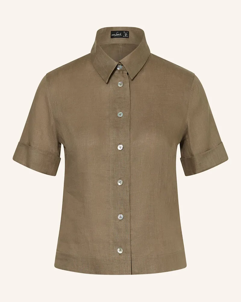 van Laack Hemdbluse VL-AMIS-KN aus Leinen Khaki