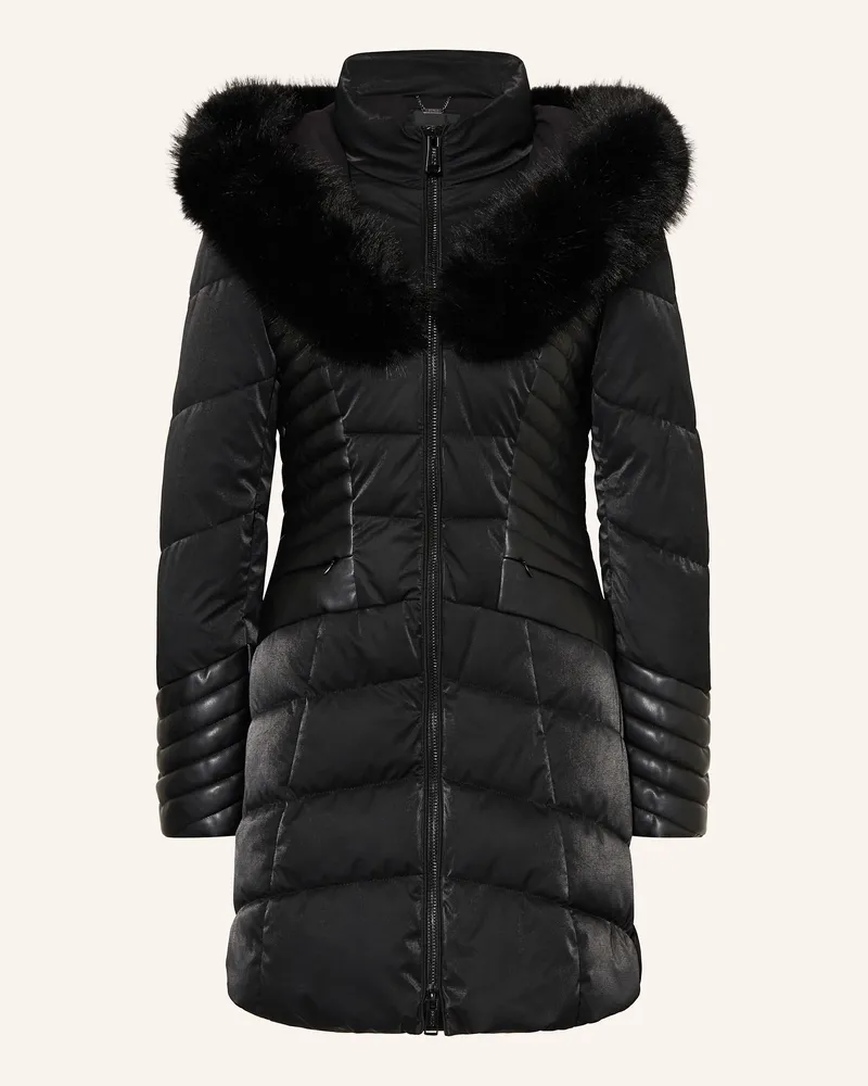 Guess Steppjacke NEW OXANA im Materialmix mit abnehmbarem Kunstfell Schwarz