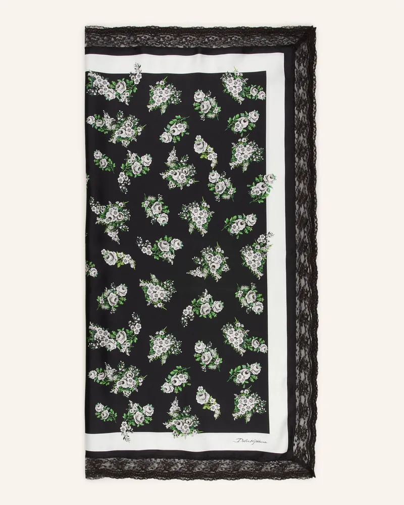 Dolce & Gabbana Seidentuch Mit Spitze schwarz Schwarz