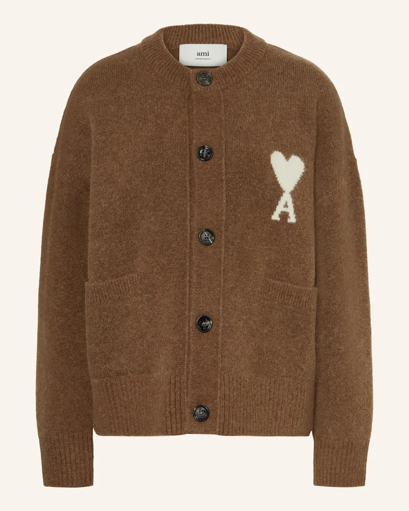 AMI Paris Strickjacke mit Alpaka Braun