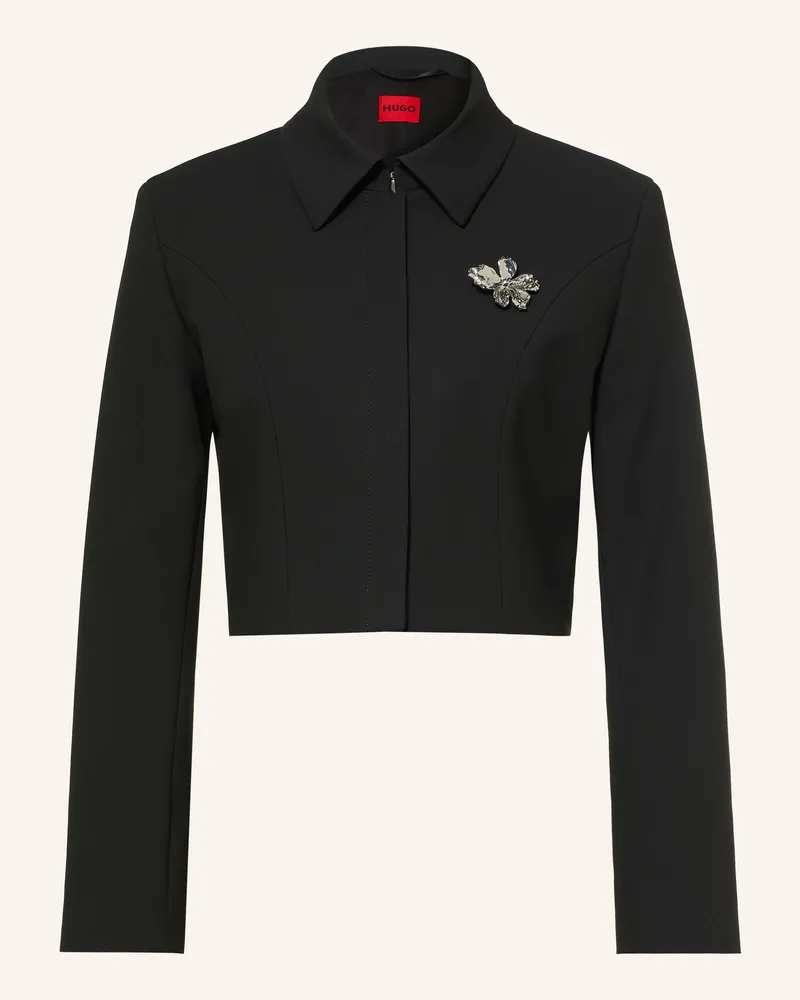 HUGO BOSS Kastenjacke Amane Mit Abnehmbarer Brosche schwarz Schwarz