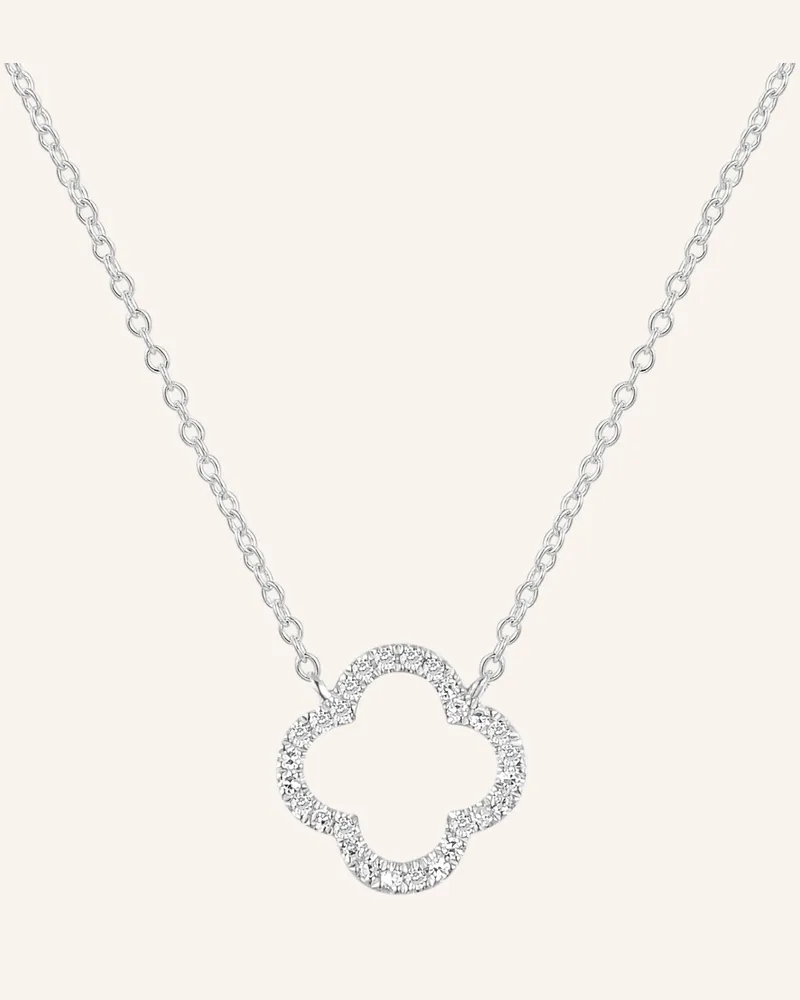 Leaf Halskette Clover Aus 18 Karat Weißgold Mit Diamanten silber Weissgold