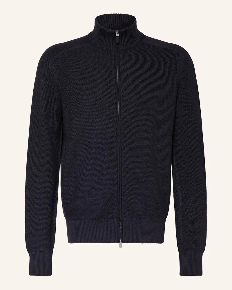 Ermenegildo Zegna Strickjacke mit Seide Dunkelblau