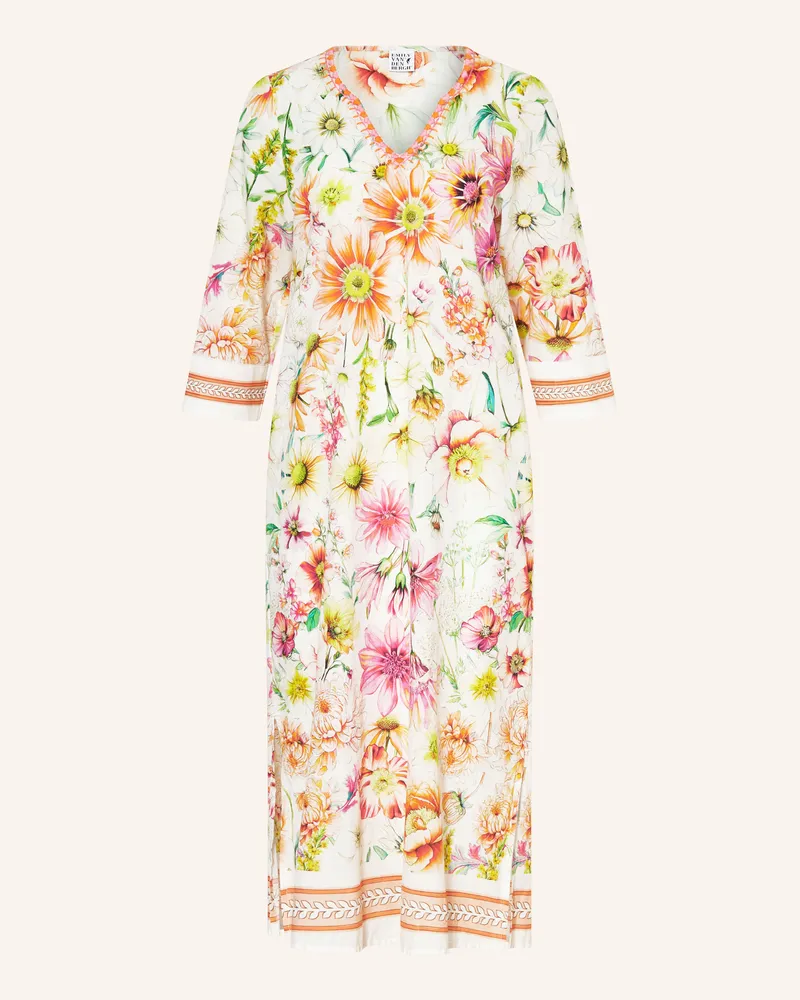 Emily van den Bergh Kleid Mit 3/4-Arm Und Stickereien orange Hellgelb