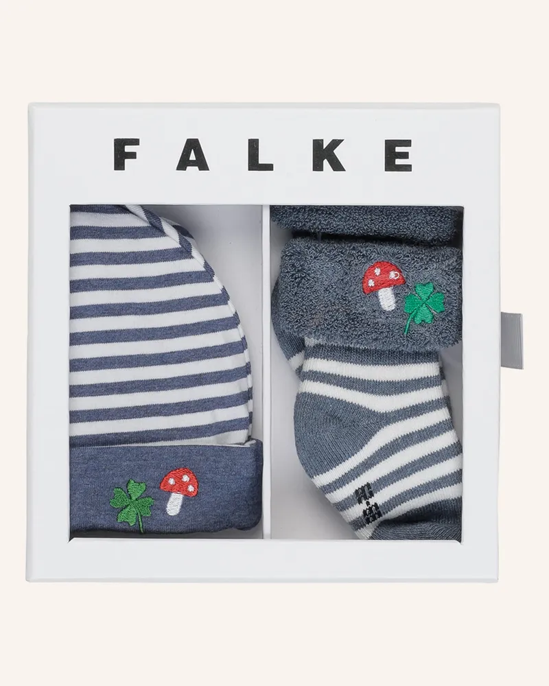 Falke Set: Socken und Mütze mit Geschenkbox Blau