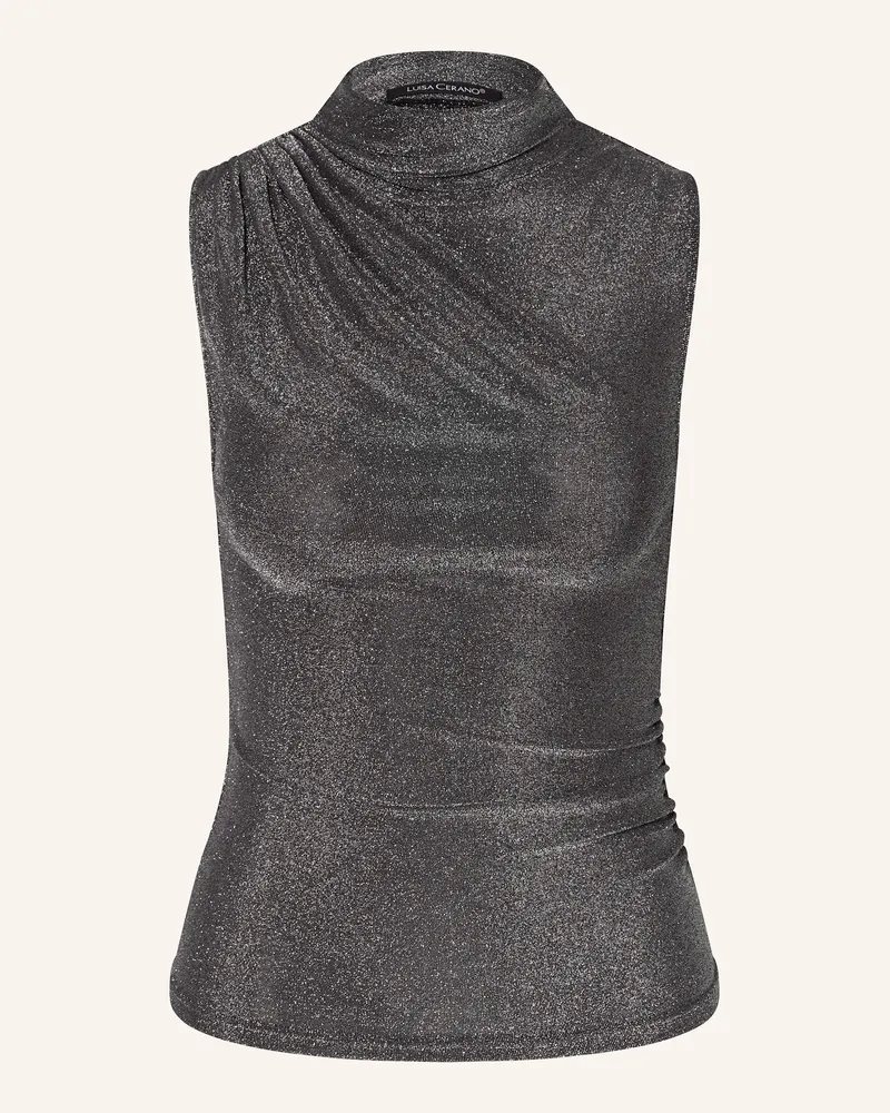Luisa Cerano Top mit Glitzergarn Dunkelgrau