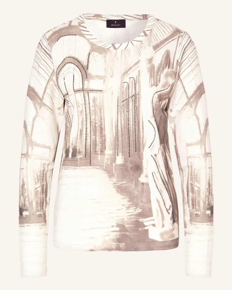 monari Longsleeve Mit Schmucksteinen beige Hellgrau