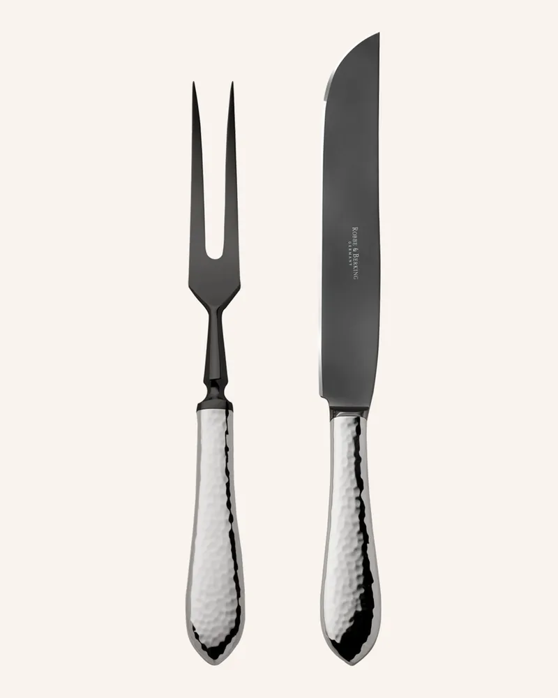 ROBBE & BERKING 2-tlg. Tranchierset MARTELÉ - FROZEN BLACK EDITION (150g versilbert Silber
