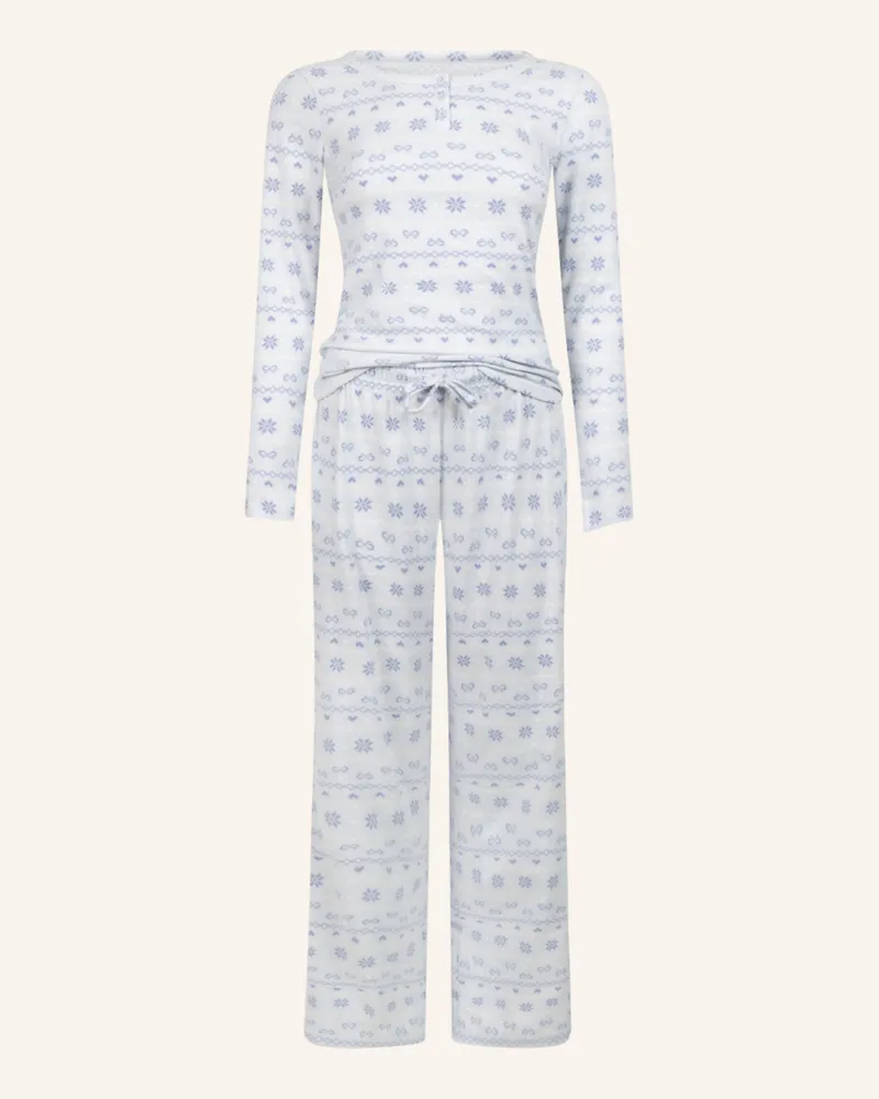 Hunkemöller Schlafanzug Fairisle blau Blau