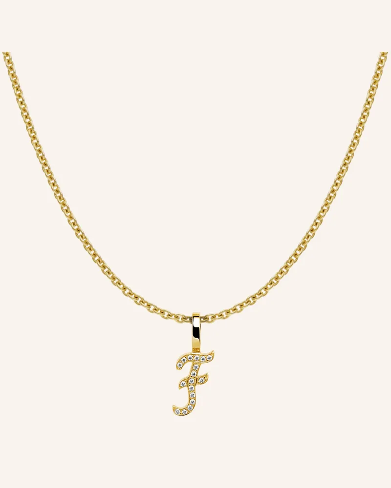 CADA Kette TINY DIAMOND LETTER F Gold