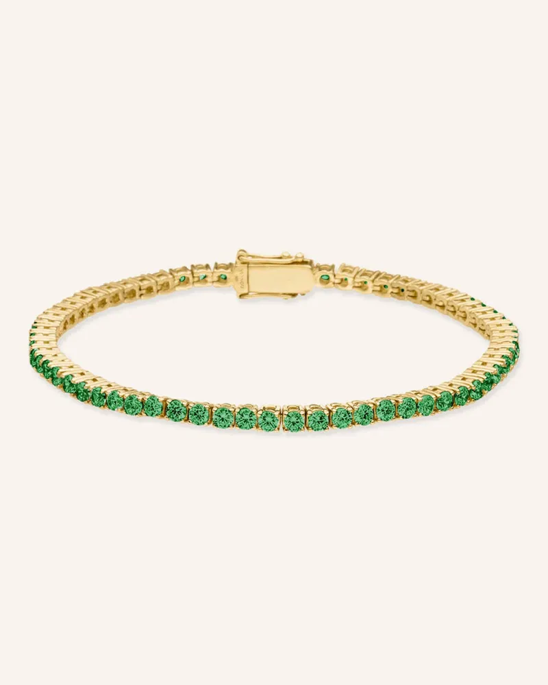 VEYNOU Armband TENNIS SMARAGD aus 14 Karat Gelbgold und 3,70ct. Smaragden Gold