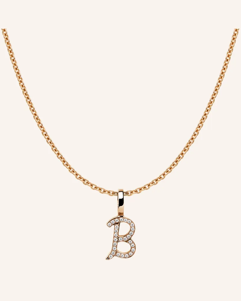CADA Kette TINY DIAMOND LETTER B Roségold