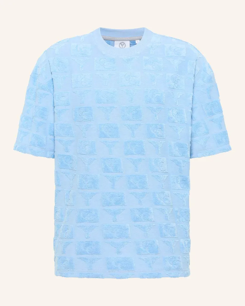 Carlo Colucci Oversize T-Shirt mit Frotteeinsätzen EBNICHER Blau