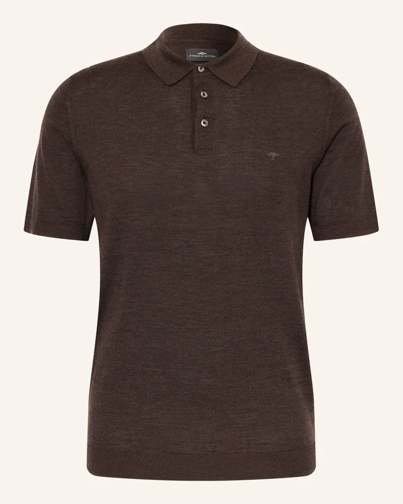Fynch-Hatton Strick-Poloshirt braun Dunkelbraun