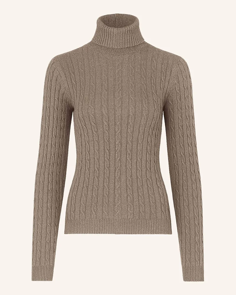 FTC Cashmere Rollkragenpullover mit Cashmere und Glitzergarn Braun